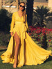 Mint Green Satin V-neck High Split Sexy Sashes Elegant Boho Beach Summer Maxi Dress