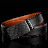 Cowhide Genuine Leather Automatic Buckle Belts Black Business Formal Belt