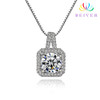 Square Clear Crystals Mounted n Sterling Silver Pendant Necklace: Hutzell