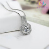 Square Clear Crystals Mounted n Sterling Silver Pendant Necklace: Hutzell