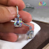 Square Clear Crystals Mounted n Sterling Silver Earrings: Hutzell