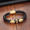 Men's Genuine Leather Stainless Steel Charm Bracelets Bangles