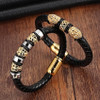 Men's Genuine Leather Stainless Steel Charm Bracelets Bangles