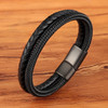 Charm Leather & Stainless Steel Stitch Combination Mens Bracelets