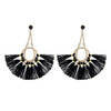 Fan Shaped Dangling Hot Pink Tassel Earrings Boho Jewelry