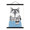 Watercolor Modern Nordic Kawaii Animal Wolf A4 Framed Canvas Painting Wall Art Prints Pictures Poster Kids Room Home Decoration