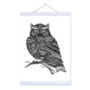 Modern Owl Black White Animals Bird Head Portrait Totem A4 Wooden Framed Canvas Painting Wall Art Print Picture Poster Home Deco