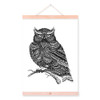 Modern Owl Black White Animals Bird Head Portrait Totem A4 Wooden Framed Canvas Painting Wall Art Print Picture Poster Home Deco