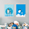 Nordic Kawaii Animal Penguin Family A4 Wooden Framed Poster Canvas Painting Modern Living Room Home Deco Wall Art Picture Scroll