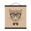 Leopard Face Black White Gentleman Wildlife Animal Portrait Wood Framed Canvas Painting Wall Art Print Picture Poster Home Decor