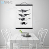 Minimalist Kitchen Black White Fish Wooden Framed Painting And Print Nordic Scroll Wall Art Pictures Home Decor Canvas Poster