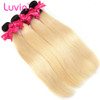 Luvin Ombre BlondeT#1B/#613 Straight Human Hair Bundles With Closure 3 Bundles Remy Hair Weave and 1PC Lace Frontal Closure Luvin Ombre BlondeT#1B/#613 Straight Human Hair Bundles With Closure 3 Bundles Remy Hair Weave and 1PC Lace Frontal Closure
