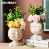 Nordic Human Head Vase Flower Pot Doll Shape Sculpture Resin Portrait Flower Pot Art Vase Home Decor Succulents Head Shape Vase