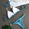 Sexy Crystal Diamond Velvet Bikini 2020 Women Bandage Swimsuit Female Brazilian Swimwear Thong Bikini set Halter Bathing Suit