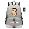 La Casa De Papel Salvador Dali Paper House canvas usb charging Backpack