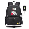La Casa De Papel Salvador Dali Paper House canvas usb charging Backpack