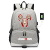 La Casa De Papel Salvador Dali Paper House canvas usb charging Backpack