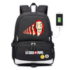 La Casa De Papel Salvador Dali Paper House canvas usb charging Backpack
