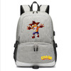 Teenagers Crash Bandicoot usb charging canvas Backpack