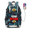 Fashion Kid's Brawl Stars usb charging canvas Backpack