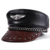 Locomotive Punk Unisex Real Leather Eagle Emblem Casquette Leisure Peaked Hats