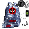 DEADPOOL USB Anti-theft lock Backpacks with pen bag