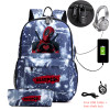 DEADPOOL USB Anti-theft lock Backpacks with pen bag