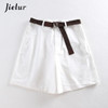 All-match 4 Solid Color Sashes Casual Women Shorts A-line High Waist Slim Summer Shorts Feminino Chic S-XXL
