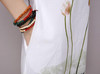 Saiqigui Summer Dress Plus Size Short Sleeve White Women Dress Casual Cotton Linen Dress Lotus Printing O-Neck Vestidos de Festa