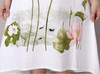 Saiqigui Summer Dress Plus Size Short Sleeve White Women Dress Casual Cotton Linen Dress Lotus Printing O-Neck Vestidos de Festa