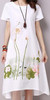 Saiqigui Summer Dress Plus Size Short Sleeve White Women Dress Casual Cotton Linen Dress Lotus Printing O-Neck Vestidos de Festa