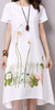 Saiqigui Summer Dress Plus Size Short Sleeve White Women Dress Casual Cotton Linen Dress Lotus Printing O-Neck Vestidos de Festa