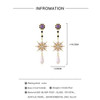 Purple Crystal Simulated Pearl Teardrop Flower Dangle Earrings