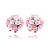 Jewelry Bohemian Pink Clay&Rhinestone Flower Ear Stud Earrings For Women Summer Style Gold Filled Crystal Earrings