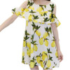 Singwing Fashion Women Off shoulder Lemon Print Dress Above Knee Mini O-neck Dress Summer Women's Dresses