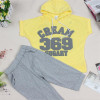 summer girls boys cream 369 children clothing set baby clothes short-sleeve T-shirt hoodies pant kids sport suit