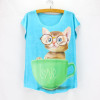 New fashion Flower Elephant printed t shirts women summer dresses  novelty design casual top tees for girls