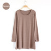 New Fashion Clothes Women Dress 100% Cotton Autumn Winter Dress Female Long Sleeve Dress O-Neck Woolen Dresses