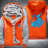 Wolf Printing Pattern Thicken Fleece Zipper Orange Grey Hoodies Jacket