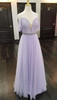 Light Blue Spaghetti Strap Mismatched Lace Chiffon Prom Dresses ,PD00124