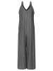 Spring and autumn striped stitching wide leg sleeveless jumpsuit