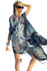 Beach sunscreen bikini blouse printed V-neck bat sleeve dress