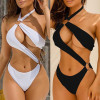 Hollow Halter Collar Bikini Swimsuit