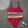 Sexy High Waist Bikini Split Sequins Solid Color Bikini