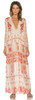 2018 Lace Stitch Bohemian Long Sleeve V-neck Floral Long Dress