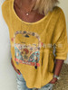 Autumn T-shirt with Round Collar Printing