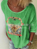 Autumn T-shirt with Round Collar Printing