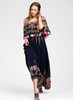Women s Fashion Boho Floral off Shoulder Maxi Dress
