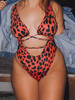 Leopard Openwork Strap One-piece Swimsuit One-piece Bikini