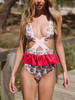 Ruffled Siamese Sexy Floral Swimsuit